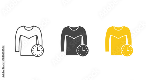Laundry time vector icon isolated on white background clock and shirt sign symbol washing machine timer vector illustration design element