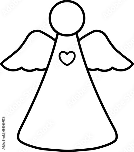 Christmas Angel Outline Vector Isolated.
Angel Shape Template.
Holiday Line Art.
Personalized craft activities for children during winter holidays.