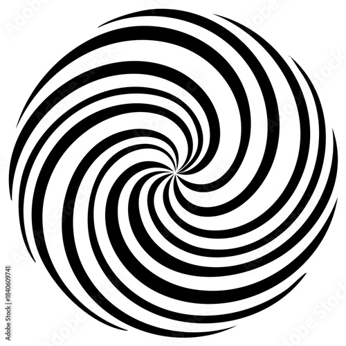 Black and White Hypnotic Spiral Graphic Abstract Design Optical Illusion Element