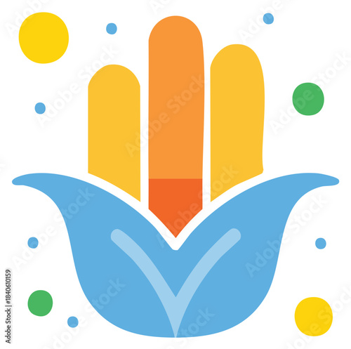 Flat vector icon of a fresh corn cob with a quality approval check mark symbol