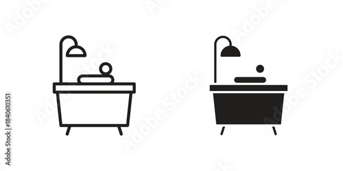 Person Bathing icon doodle set. editable outline stroke vector eps