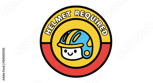 Helmet Required Sign, Adorable Illustration for Safety and Protective Gear Purpose