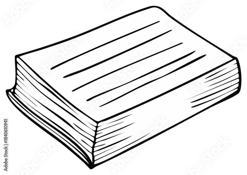 Simple Sketch of a Stacked Book with Lined Pages