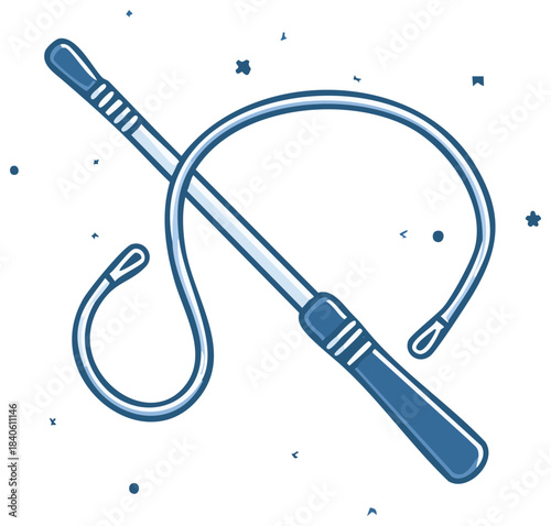 Blue whip illustration. Isolated object in a cartoon style.