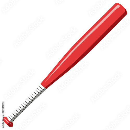 Red Baseball Bat Illustration Single Sports Equipment Isolated