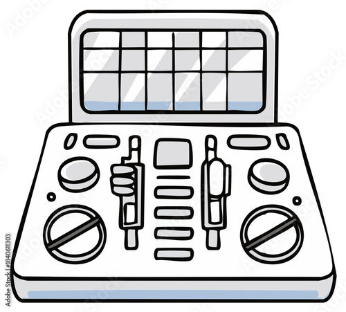 Cartoon DJ Controller Music Mixer Illustration for Electronic Music Production