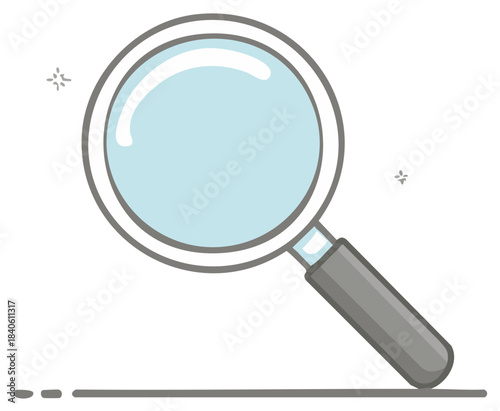 Magnifying glass illustration. Lens instrument. Search tools. Examination sign. Exploration symbol.
