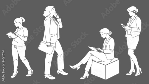 Office women movement Adobe Illustrator Artwork