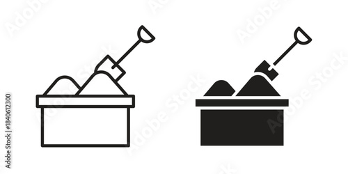 Sandbox icon doodle set. editable outline stroke vector eps