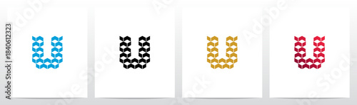 Chevrons Cubes Boxes with Negative Space Letter Initial Logo Design U
