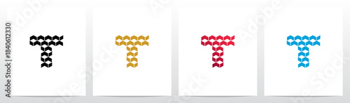 Chevrons Cubes Boxes with Negative Space Letter Initial Logo Design T
