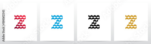 Chevrons Cubes Boxes with Negative Space Letter Initial Logo Design Z