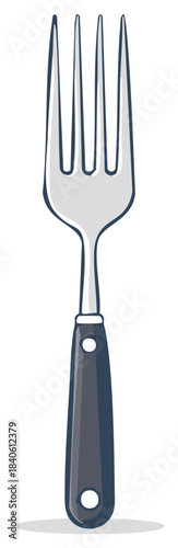 Drawn Fork with Handle, Cooking and Eating Utensil, Culinary Illustration, Dining Tool Icon
