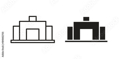 Showroom icon doodle set. editable outline stroke vector eps