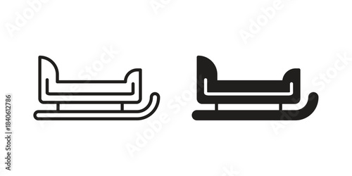 Sled icon doodle set. editable outline stroke vector eps