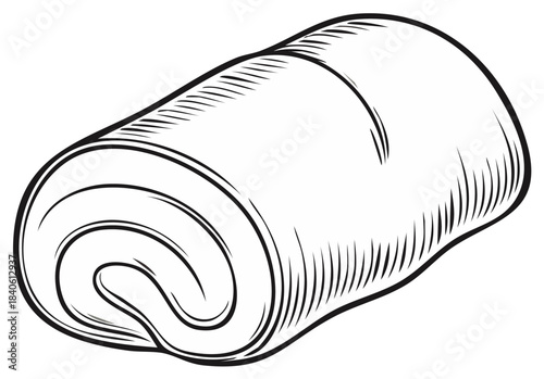 Hand Drawn Outline of a Swiss Roll Cake or Pastry