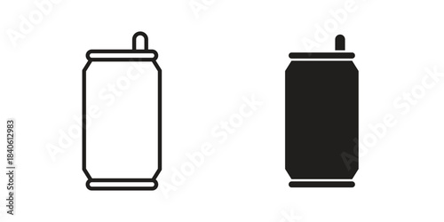 Soda can icon doodle set. editable outline stroke vector eps