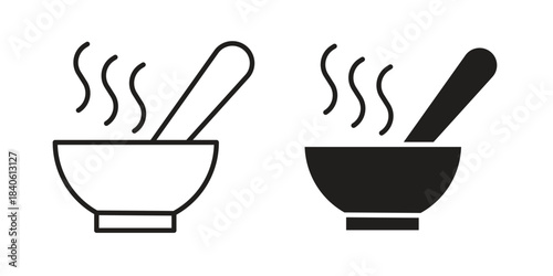 Soup icon doodle set. editable outline stroke vector eps