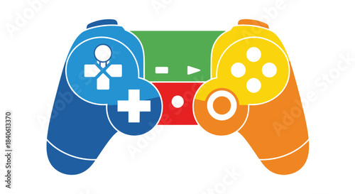 Modern Gaming Controller: A vibrant digital illustration showcases a modern game controller, a symbol of immersive gaming. The colorful design highlights the key features