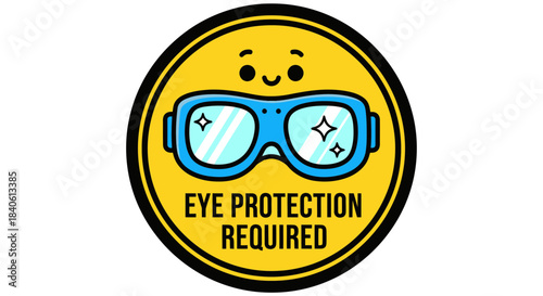 Eye Protection Required Sign: Safety Goggles Icon in a Circular Design with Modern Appeal