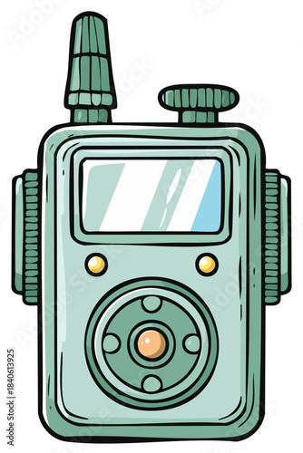 Retro two way radio communicator communication device with antenna and dial controls