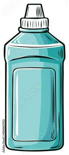 Turquoise Liquid Container with White Cap and Label Space