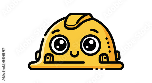 Friendly Smiling Cartoon Construction Helmet Character For Projects and Safety