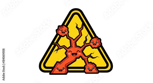 Funny Cartoon Lava Warning Sign Illustration On A White Background With Isolated Design