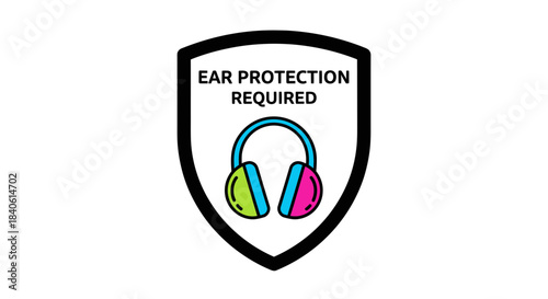 Ear Protection Required Sign Illustration: Safety Symbol For Hazardous Environments