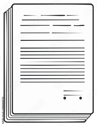 Multiple office documents with visible text lines and a designated signature space