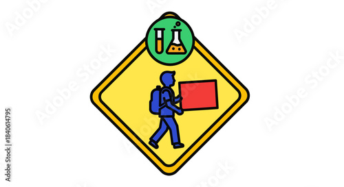 Educational Signage Illustrating Concepts Of Research Experiment And Learning