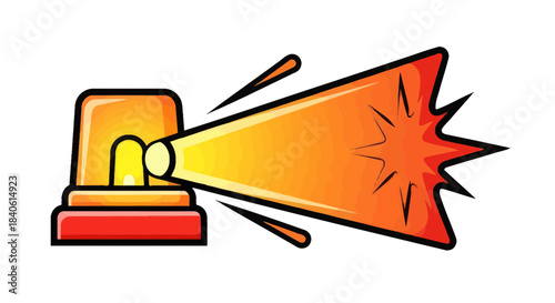 Emergency Alert Siren Illustration Icon Warning Sign Bursting Radiating Flash