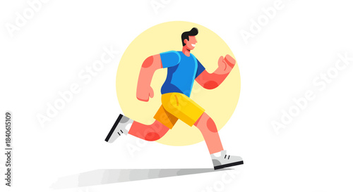 Energetic Athlete in Motion: Running Towards Fitness and Sporting Excellence Focus