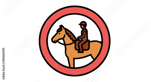 Equine-Themed Equestrian Illustration With Iconic Red Circle And Rider Depiction