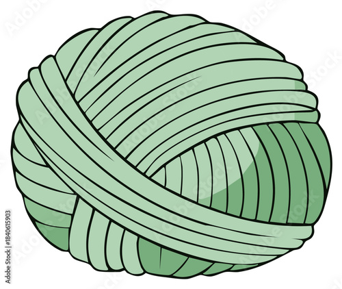 Illustration of Green Yarn Ball for Knitting and Crochet Projects, Knitting Supplies, Creative Pursuits