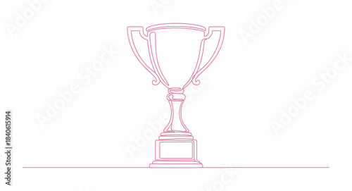 An isolated vector illustration of a trophy in a continuous one-line shape on a white background.