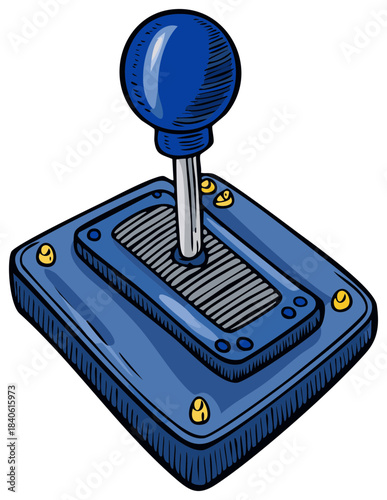 Cartoon Manual Car Gear Shift Illustration, Blue Automotive Lever Control System Drawing