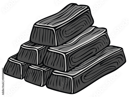 Stacked gray ingots vector illustration symbolizing wealth and asset storage