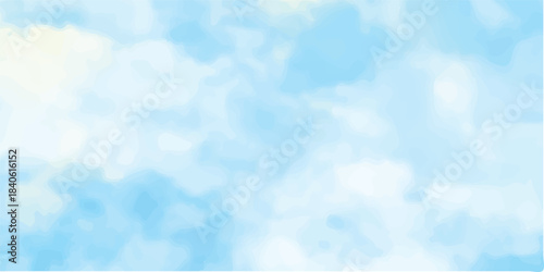 Beautiful blue sky with fluffy white clouds on a clear summer day