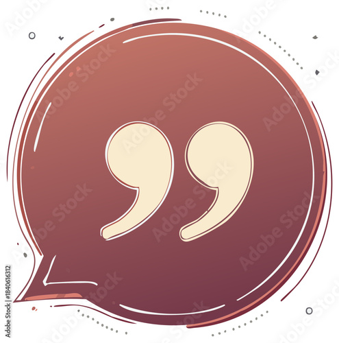 Hand drawn quotation marks icon in a gradient speech bubble for quotes testimonials and dialogue