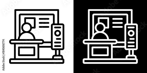 Trade Show Icon Of Line Black And White Style Vector Illustration

