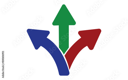 Obraz na plátně Three colorful arrows pointing in different directions, symbolizing choices