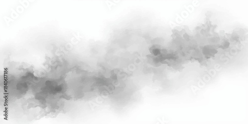 Dark smoke rises in the foggy forest under a dramatic, stormy blue cloudscape