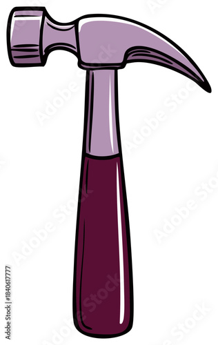 Cartoon Hammer Tool with Purple Tones on White Background