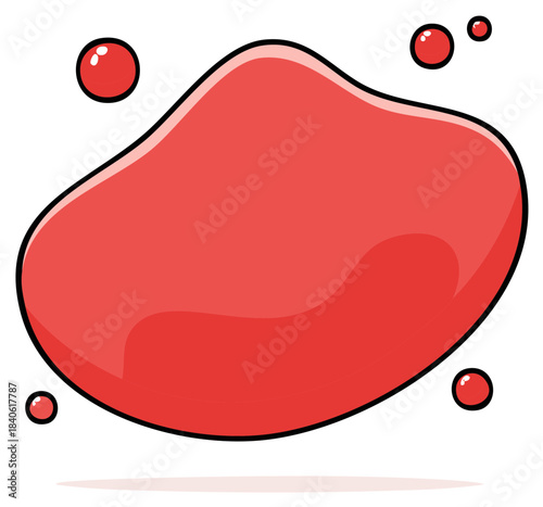 Glossy red amorphous liquid blob with floating bubbles illustration