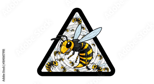 Dangerously Aggressive Hornet Swarm in a Bold Black Triangle, Threatening Vibe