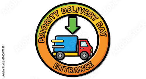 Delivery Entrance Sign Illustrating Priority Delivery For Quick Service And Fast Shipping