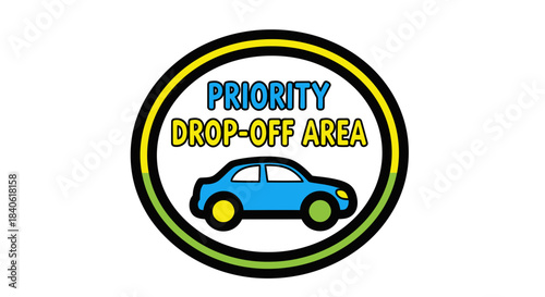 Designated Priority Zone Symbol For Vehicle Drop-Off With Bright Colors and Clear Information