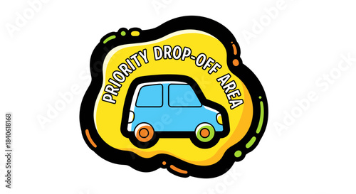 Designated Priority Drop-Off Area Sign Illustrating Transportation and Simplified Travel