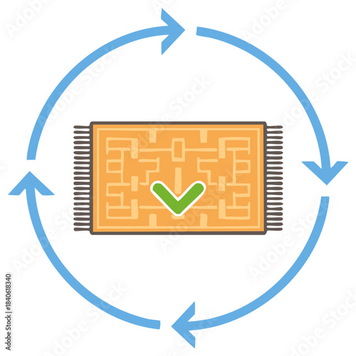 Carpet Cleaning and Maintenance Cycle with Check Mark Icon